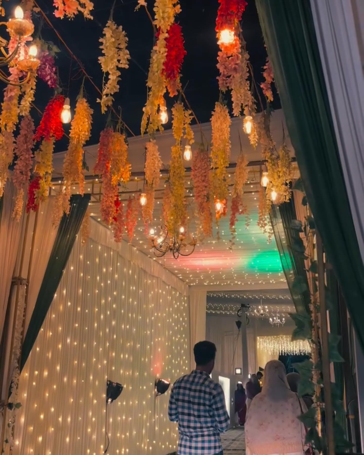 Floral Canopy & Fairy Light Walkway